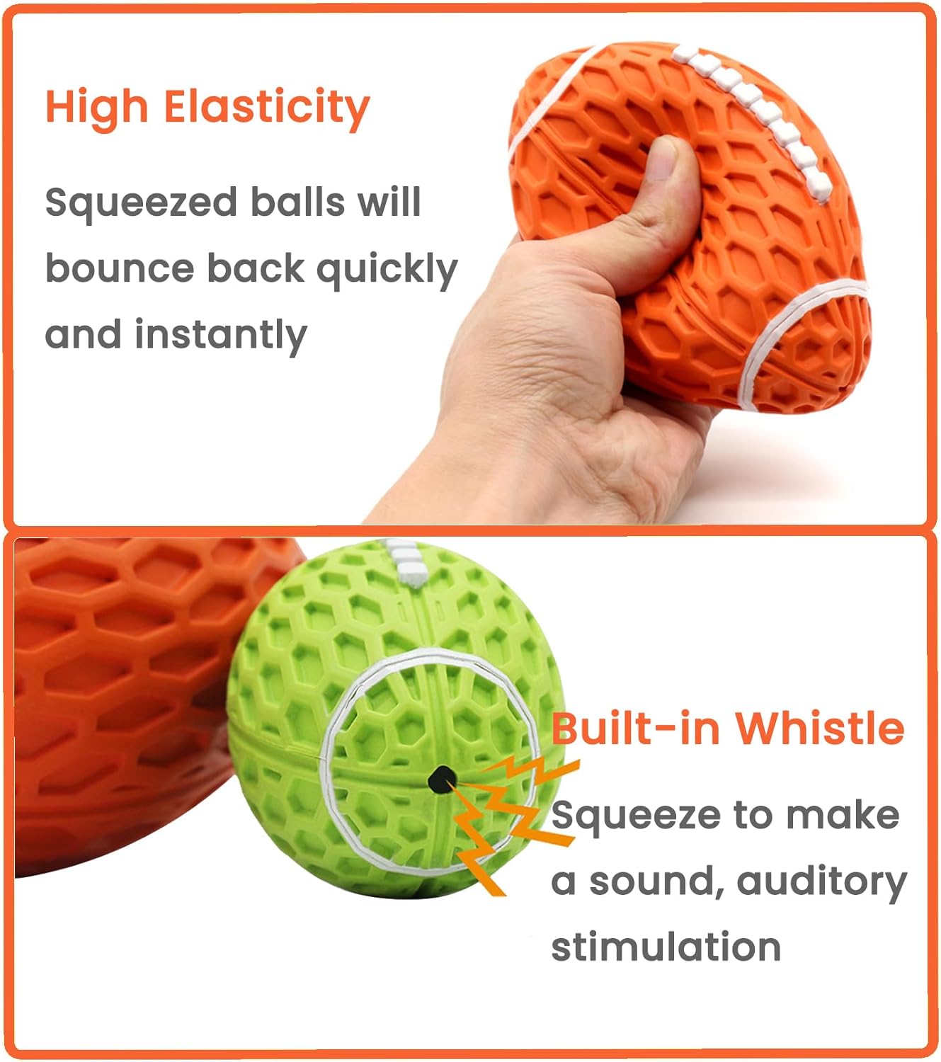 KFX-0160573 Durable Squeaky Rugby Dog Toy for Aggressive Chewers, Ideal for Large Dogs
