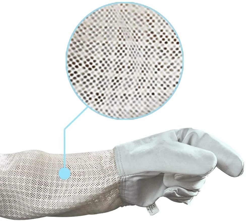KFX-0160957 Three-Layer Breathable Mesh Anti-Bee Gloves Made with Cowhide and Sheepskin