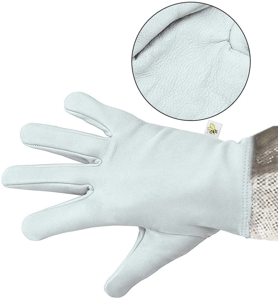 KFX-0160957 Three-Layer Breathable Mesh Anti-Bee Gloves Made with Cowhide and Sheepskin