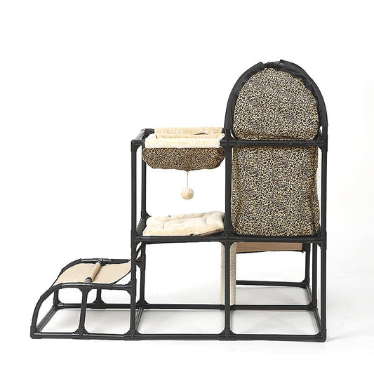 KFX-0162365 Multi-Purpose Cat Climbing Frame with Sisal Rope and Nest, 107x80x120 cm, Durable PVC and ABS Materials