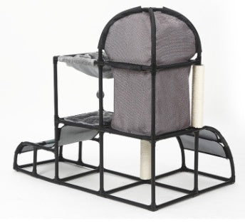 KFX-0162365 Multi-Purpose Cat Climbing Frame with Sisal Rope and Nest, 107x80x120 cm, Durable PVC and ABS Materials
