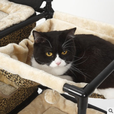 KFX-0162365 Multi-Purpose Cat Climbing Frame with Sisal Rope and Nest, 107x80x120 cm, Durable PVC and ABS Materials