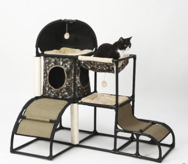 KFX-0162365 Multi-Purpose Cat Climbing Frame with Sisal Rope and Nest, 107x80x120 cm, Durable PVC and ABS Materials