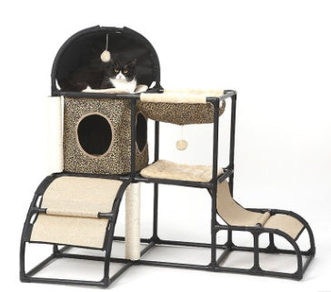 KFX-0162365 Multi-Purpose Cat Climbing Frame with Sisal Rope and Nest, 107x80x120 cm, Durable PVC and ABS Materials