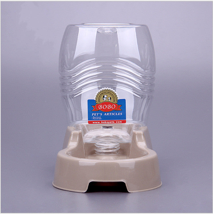 KFX-0165053 Large Capacity Automatic Pet Water Bowl - Durable Plastic Design in Khaki Grey and Brown