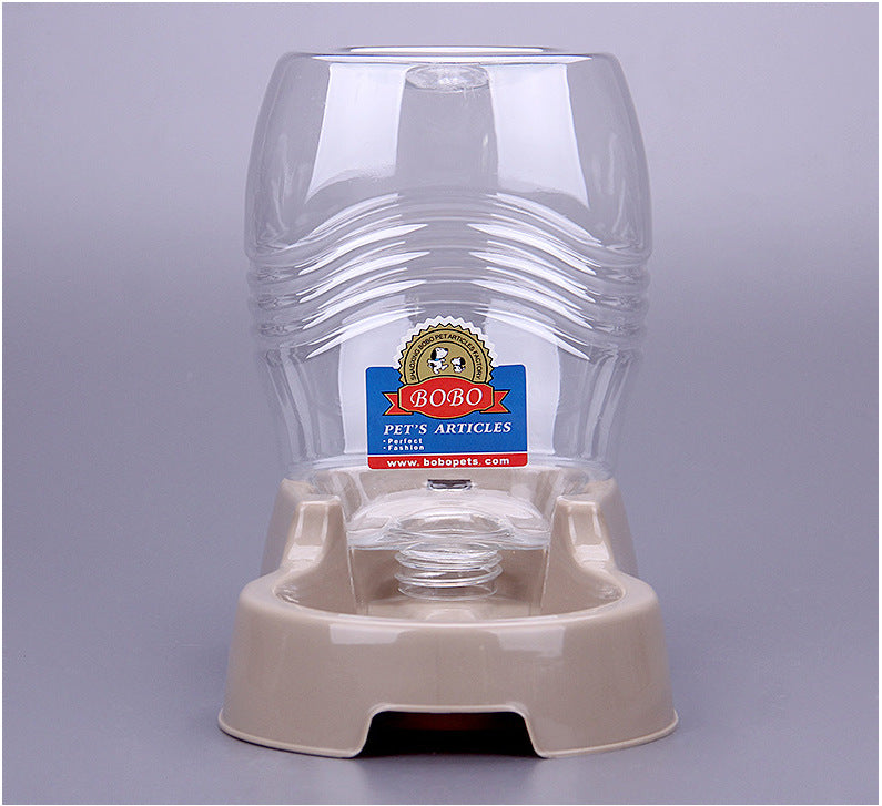 KFX-0165053 Large Capacity Automatic Pet Water Bowl - Durable Plastic Design in Khaki Grey and Brown