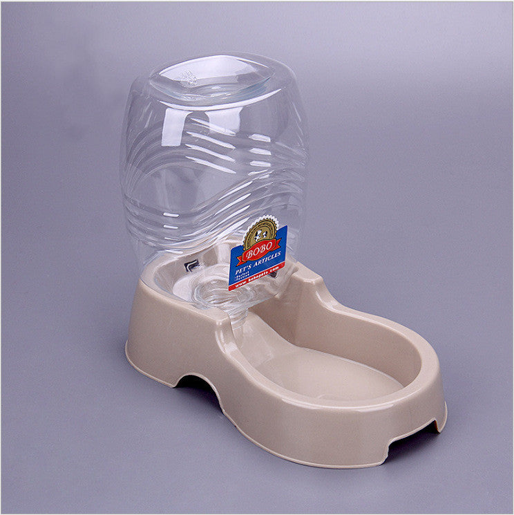 KFX-0165053 Large Capacity Automatic Pet Water Bowl - Durable Plastic Design in Khaki Grey and Brown