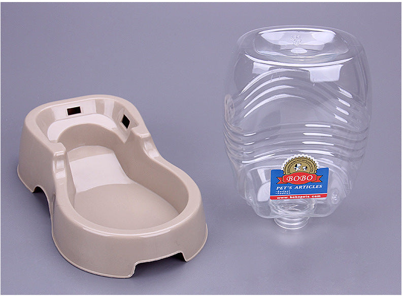 KFX-0165053 Large Capacity Automatic Pet Water Bowl - Durable Plastic Design in Khaki Grey and Brown