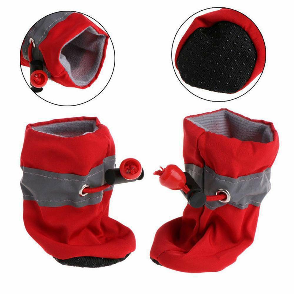 KFX-0165693 Customizable Reflective Dog Shoes for Fall/Winter - Waterproof Foot Covers with Adjustable Velcro Straps