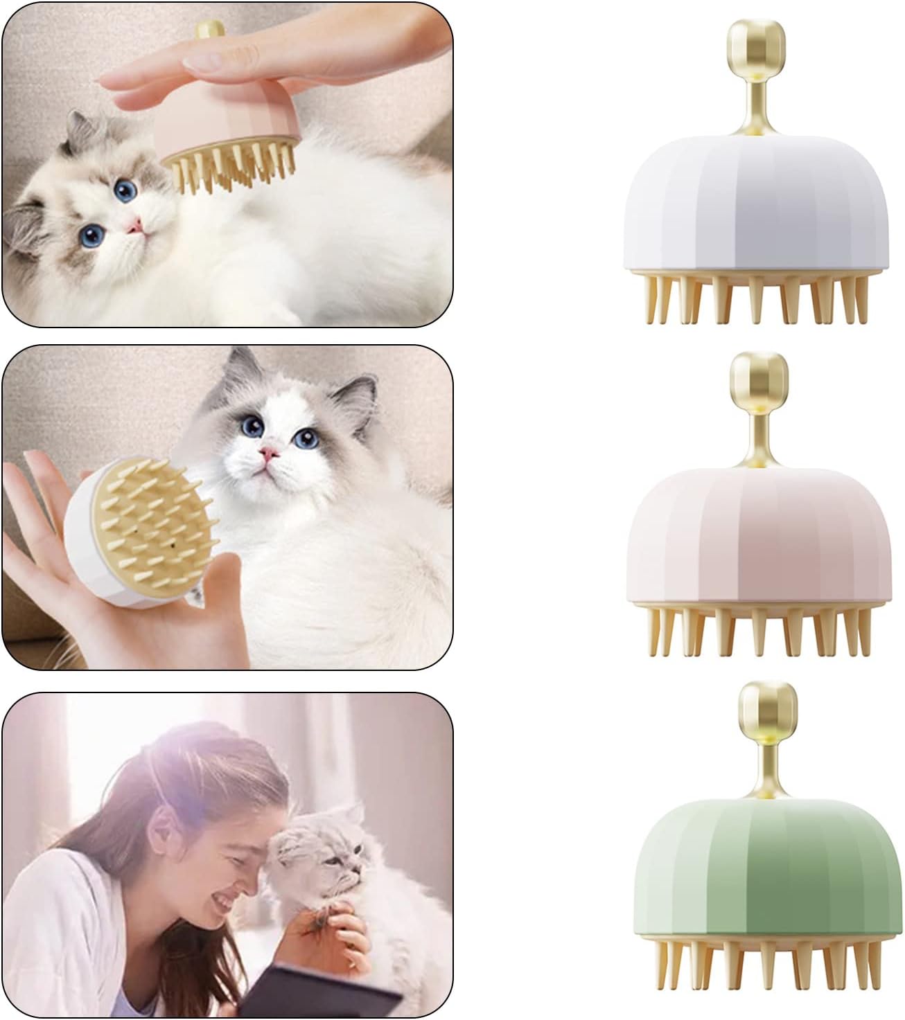 KFX-0166333 Pet Shampoo Brush and Massage Tool for Dogs and Cats – Dual-Sided Grooming and Bathing Brush with Hair Removal Function
