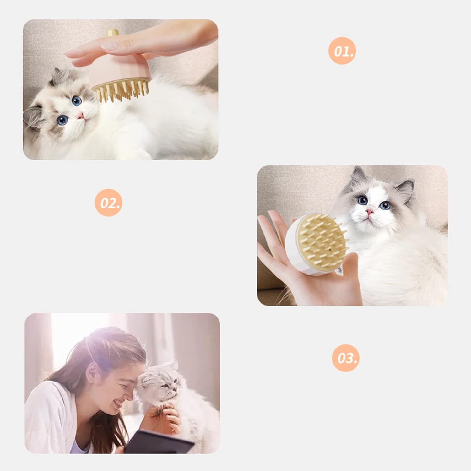 KFX-0166333 Pet Shampoo Brush and Massage Tool for Dogs and Cats – Dual-Sided Grooming and Bathing Brush with Hair Removal Function