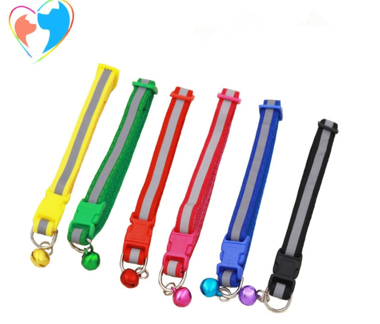 KFX-0166845 Reflective Bell Collar for Dogs and Cats - Adjustable Cloth Design, 19-32cm, 1.0cm Width