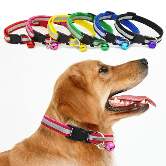 KFX-0166845 Reflective Bell Collar for Dogs and Cats - Adjustable Cloth Design, 19-32cm, 1.0cm Width