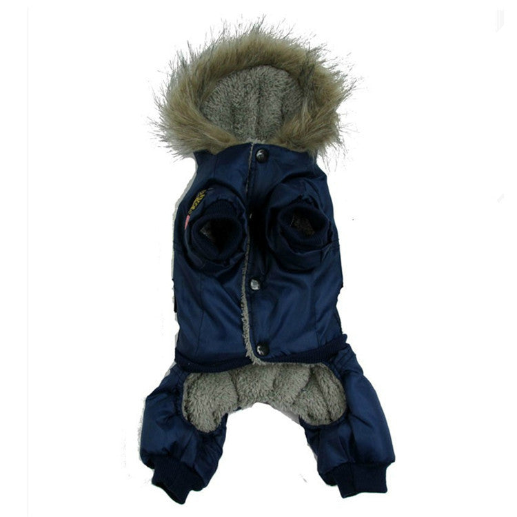 KFX-0169405 Autumn and Winter Thickened Cotton Pet Clothes in Red, Blue, and Coffee Colors