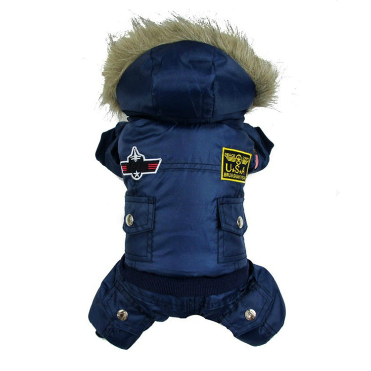 KFX-0169405 Autumn and Winter Thickened Cotton Pet Clothes in Red, Blue, and Coffee Colors