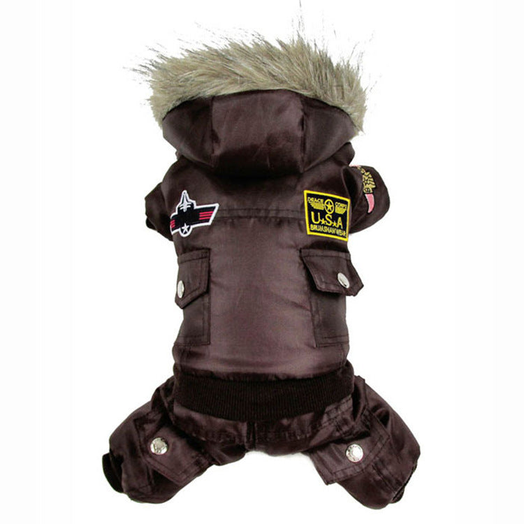 KFX-0169405 Autumn and Winter Thickened Cotton Pet Clothes in Red, Blue, and Coffee Colors