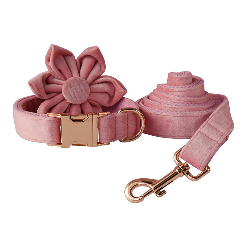 KFX-0170685 Luxurious Velvet Dog Collar with Double Microfiber Rose Gold Buckle – Available in Multiple Sizes and Options