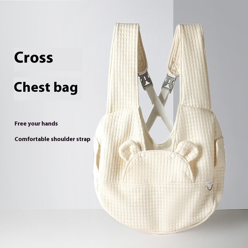 KFX-0171069 Pet Diaper Bag Soft Square Plaid Cross Chest Backpack for Dogs and Cats