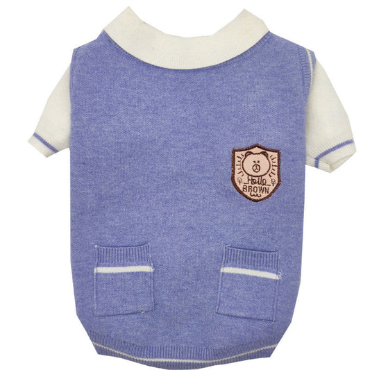 KFX-0172605 Casual Knit Two-Piece Sweater for Small Dogs, Soft Wool Outfit for Pomeranians