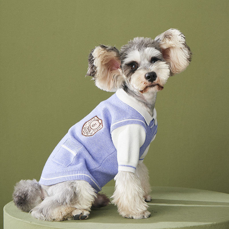 KFX-0172605 Casual Knit Two-Piece Sweater for Small Dogs, Soft Wool Outfit for Pomeranians