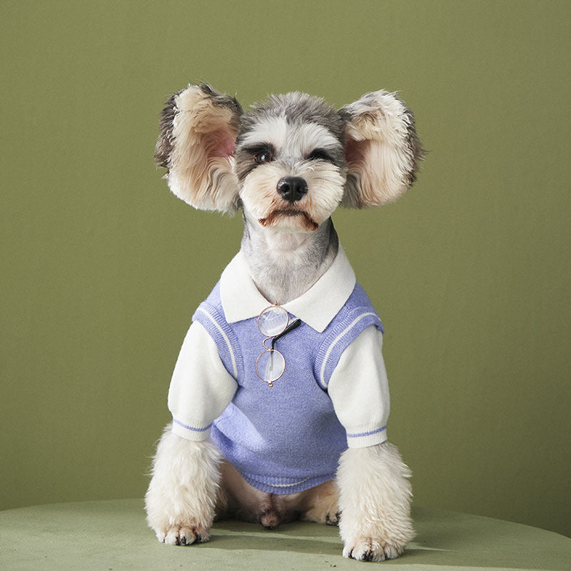 KFX-0172605 Casual Knit Two-Piece Sweater for Small Dogs, Soft Wool Outfit for Pomeranians