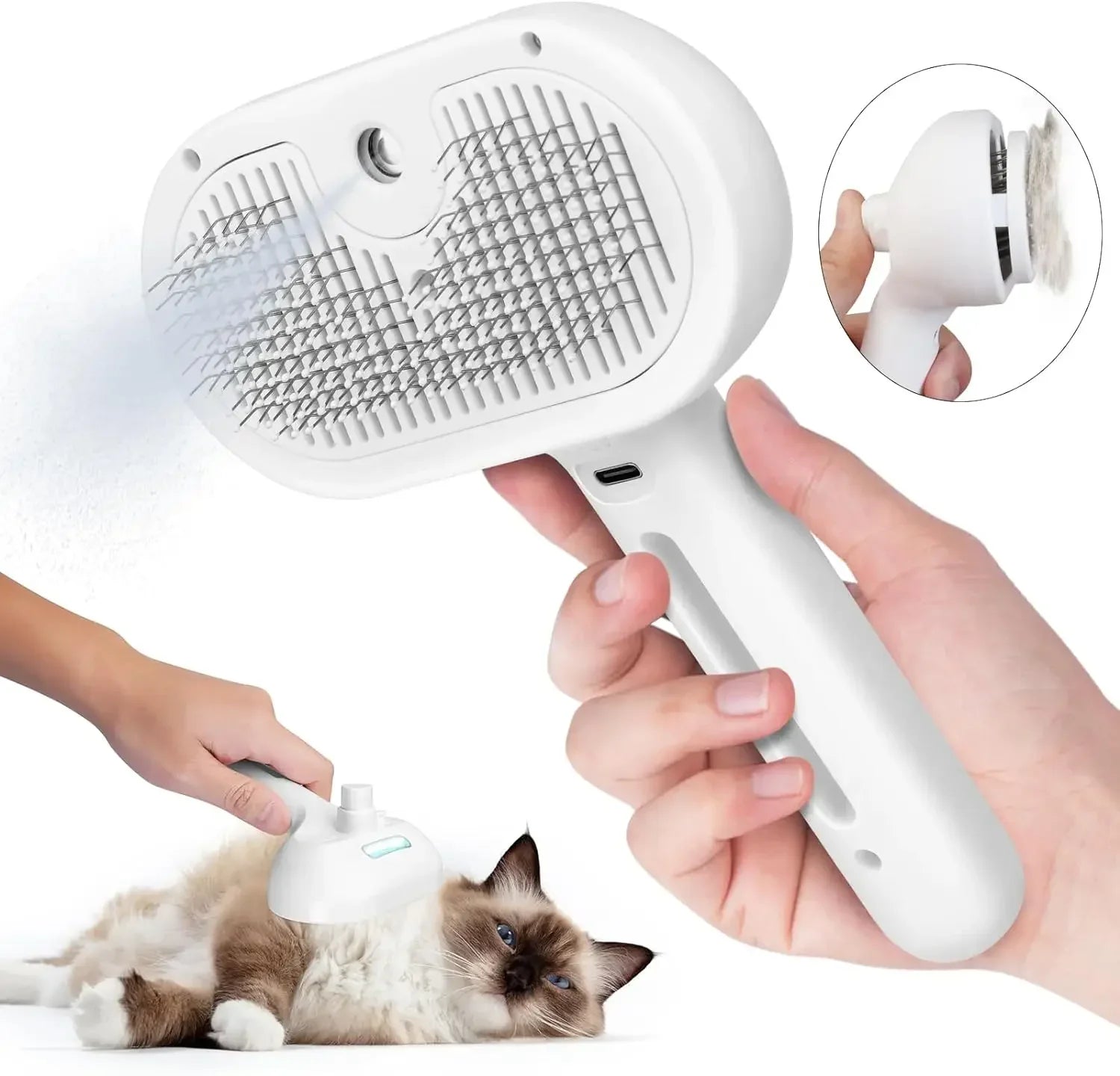 KFX-0176189 Pet Hair Remover Comb with Water Mist Spray for Cats and Dogs - Dematting Grooming Tool