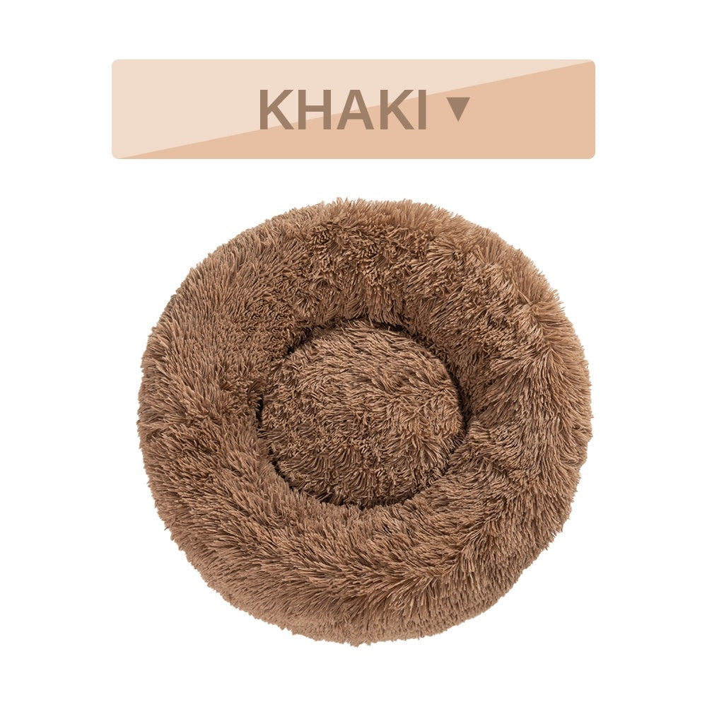 KFX-0177853 Fluffy Donut Dog Bed – Soft Plush Pet Cushion for Cats and Dogs in Multiple Sizes