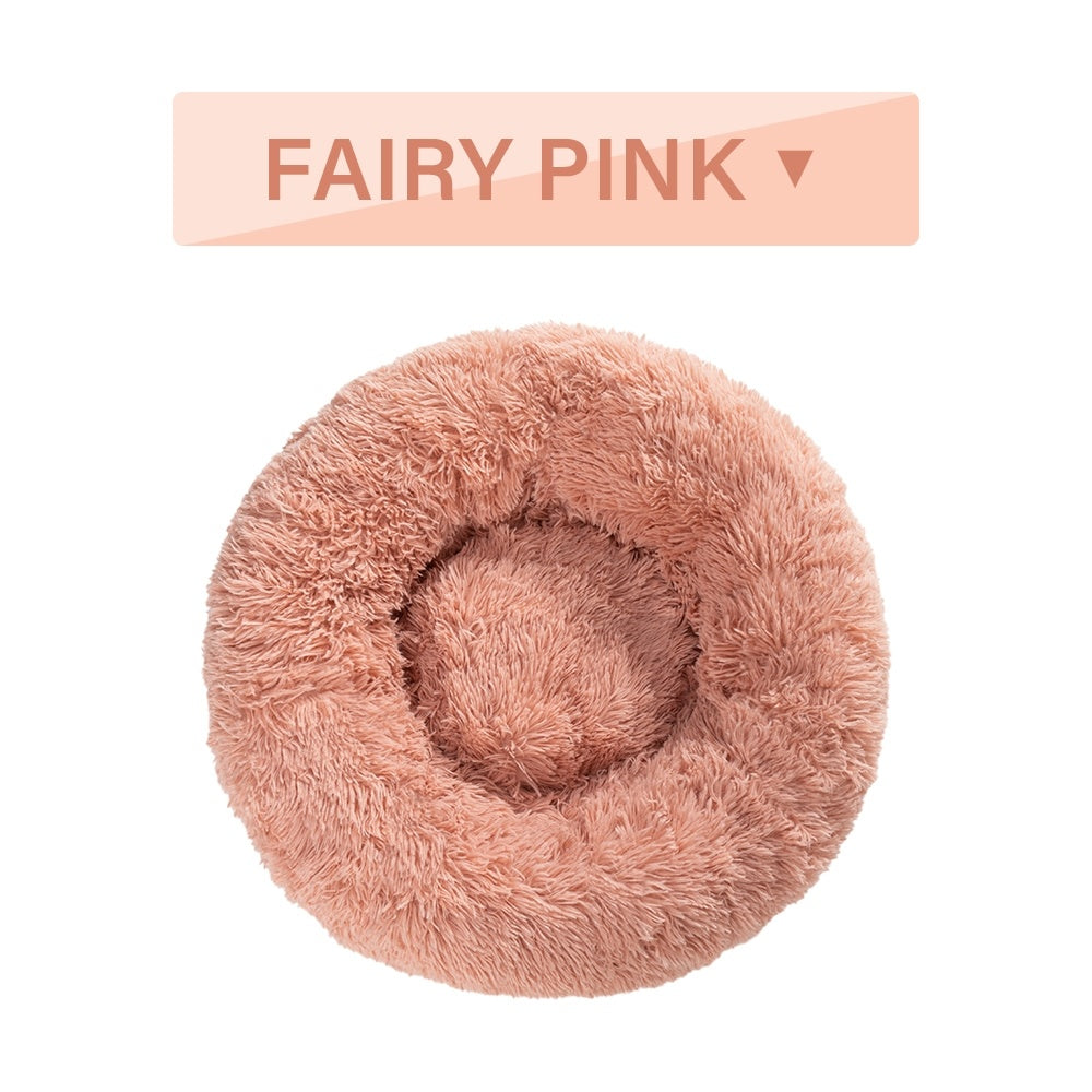 KFX-0177853 Fluffy Donut Dog Bed – Soft Plush Pet Cushion for Cats and Dogs in Multiple Sizes