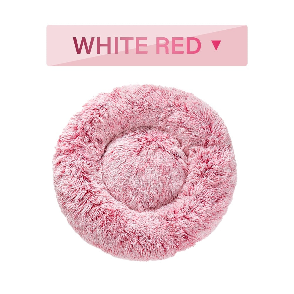 KFX-0177853 Fluffy Donut Dog Bed – Soft Plush Pet Cushion for Cats and Dogs in Multiple Sizes