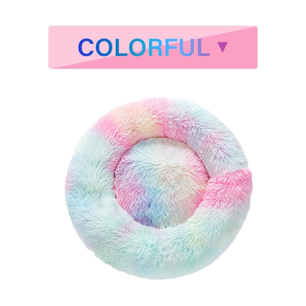 KFX-0177853 Fluffy Donut Dog Bed – Soft Plush Pet Cushion for Cats and Dogs in Multiple Sizes