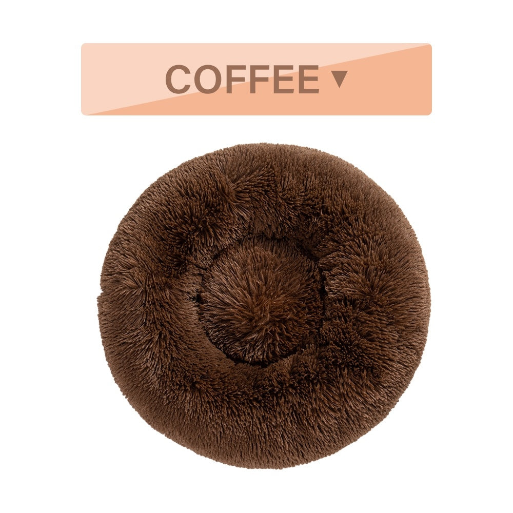 KFX-0177853 Fluffy Donut Dog Bed – Soft Plush Pet Cushion for Cats and Dogs in Multiple Sizes