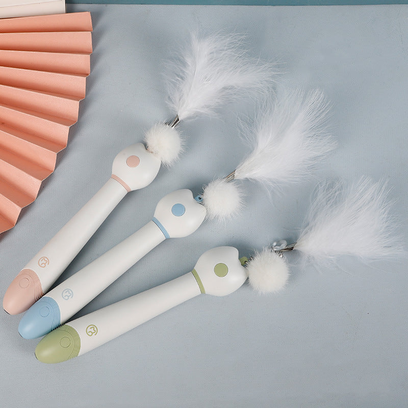 KFX-0181181 Telescopic Laser Cat Teaser Stick with Plush Feather and Ball