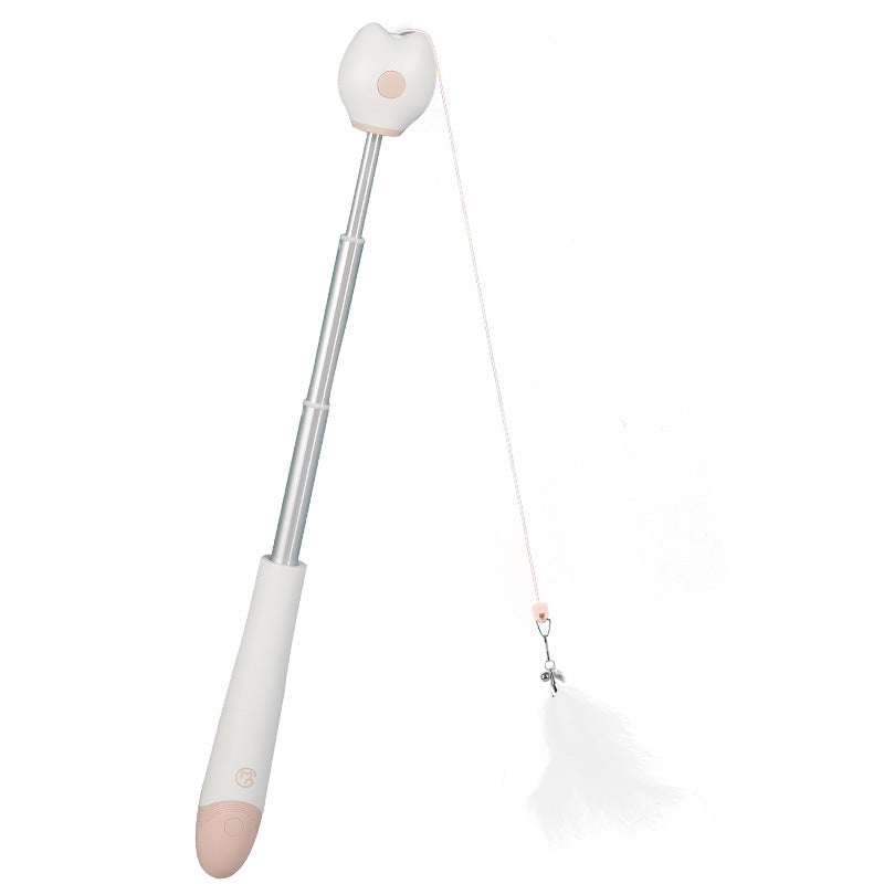 KFX-0181181 Telescopic Laser Cat Teaser Stick with Plush Feather and Ball