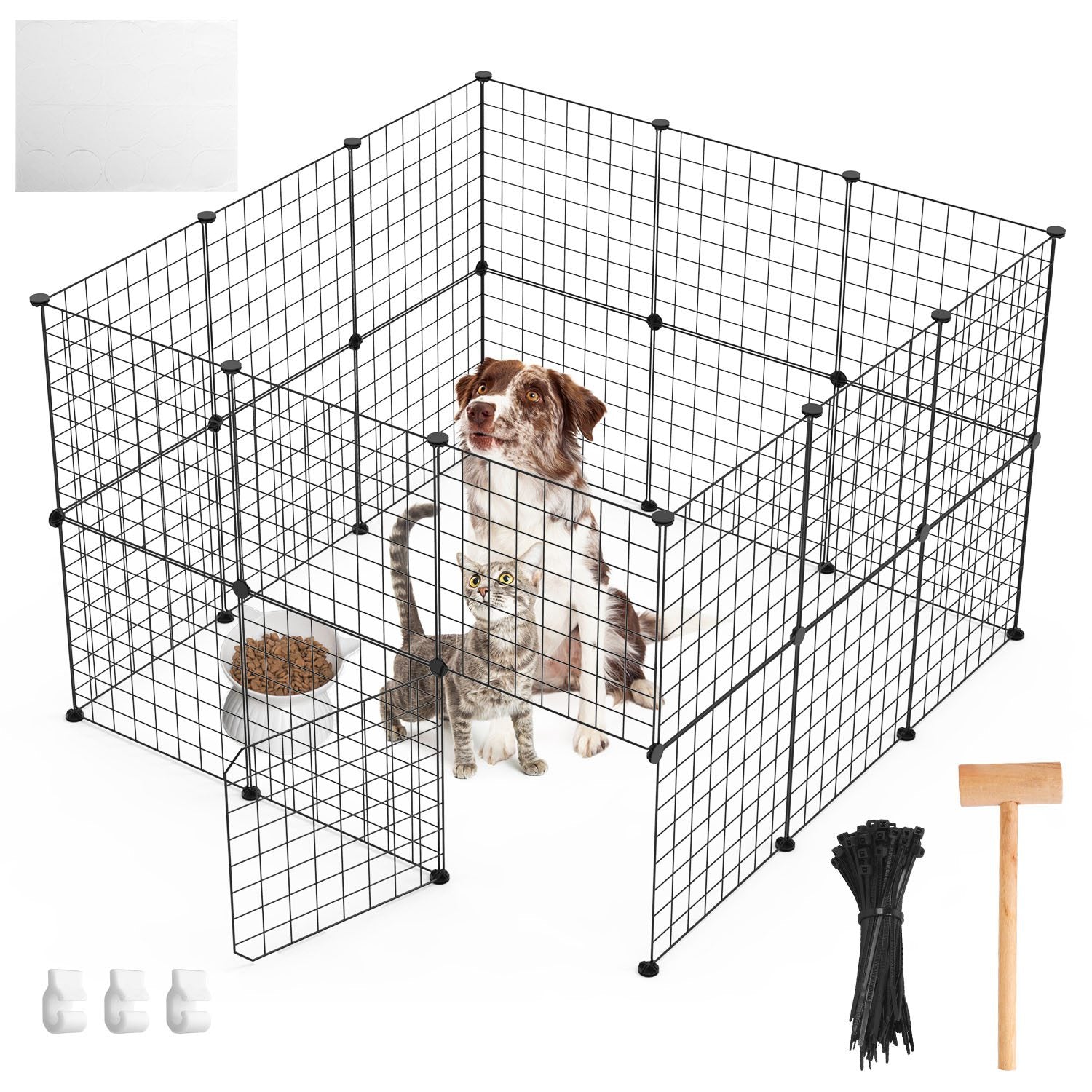 KFX-0183997 Durable Metal Animal Playpen with Door for Small to Medium Pets - Indoor & Outdoor Use, Easy Setup, Rustproof Design