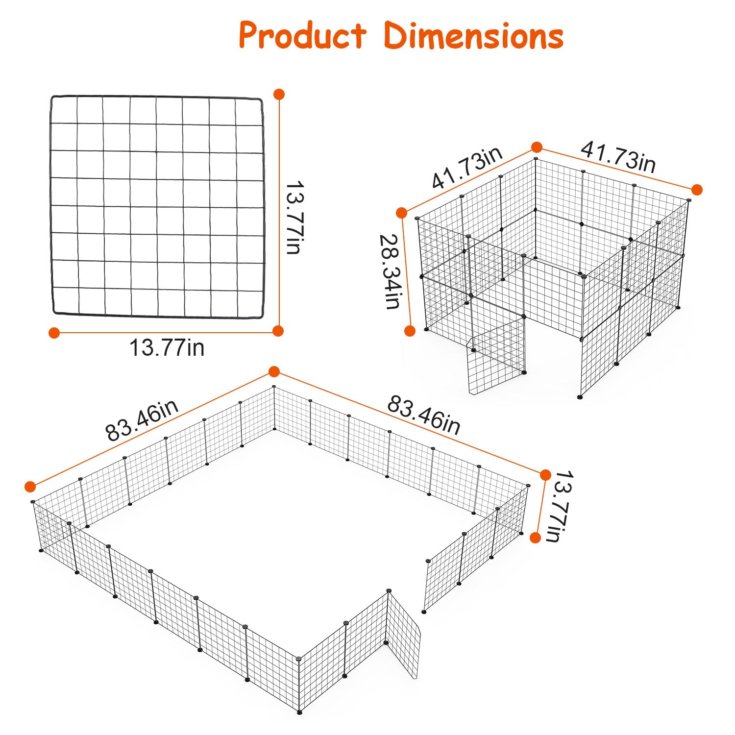 KFX-0183997 Durable Metal Animal Playpen with Door for Small to Medium Pets - Indoor & Outdoor Use, Easy Setup, Rustproof Design