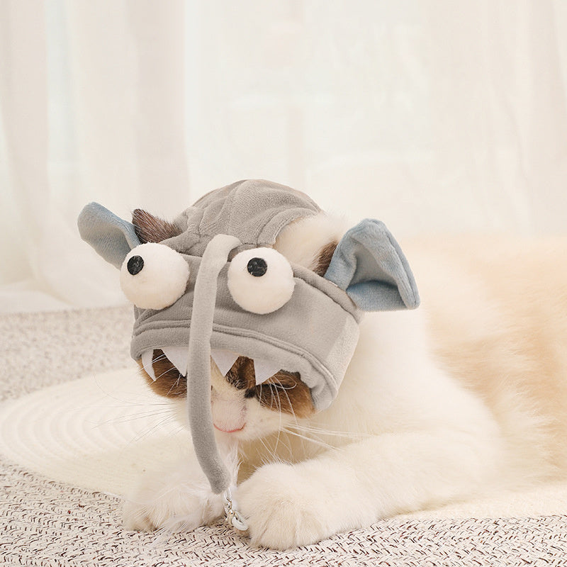 KFX-0187581 Cat Head Teaser Toy with Adjustable Strap, Soft Fabric and Plush Dinosaur Design for Indoor Play