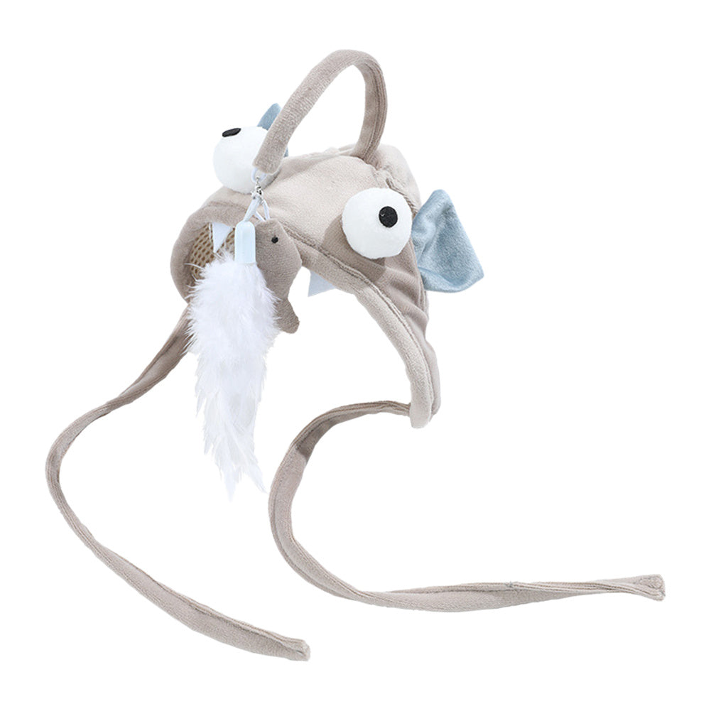 KFX-0187581 Cat Head Teaser Toy with Adjustable Strap, Soft Fabric and Plush Dinosaur Design for Indoor Play