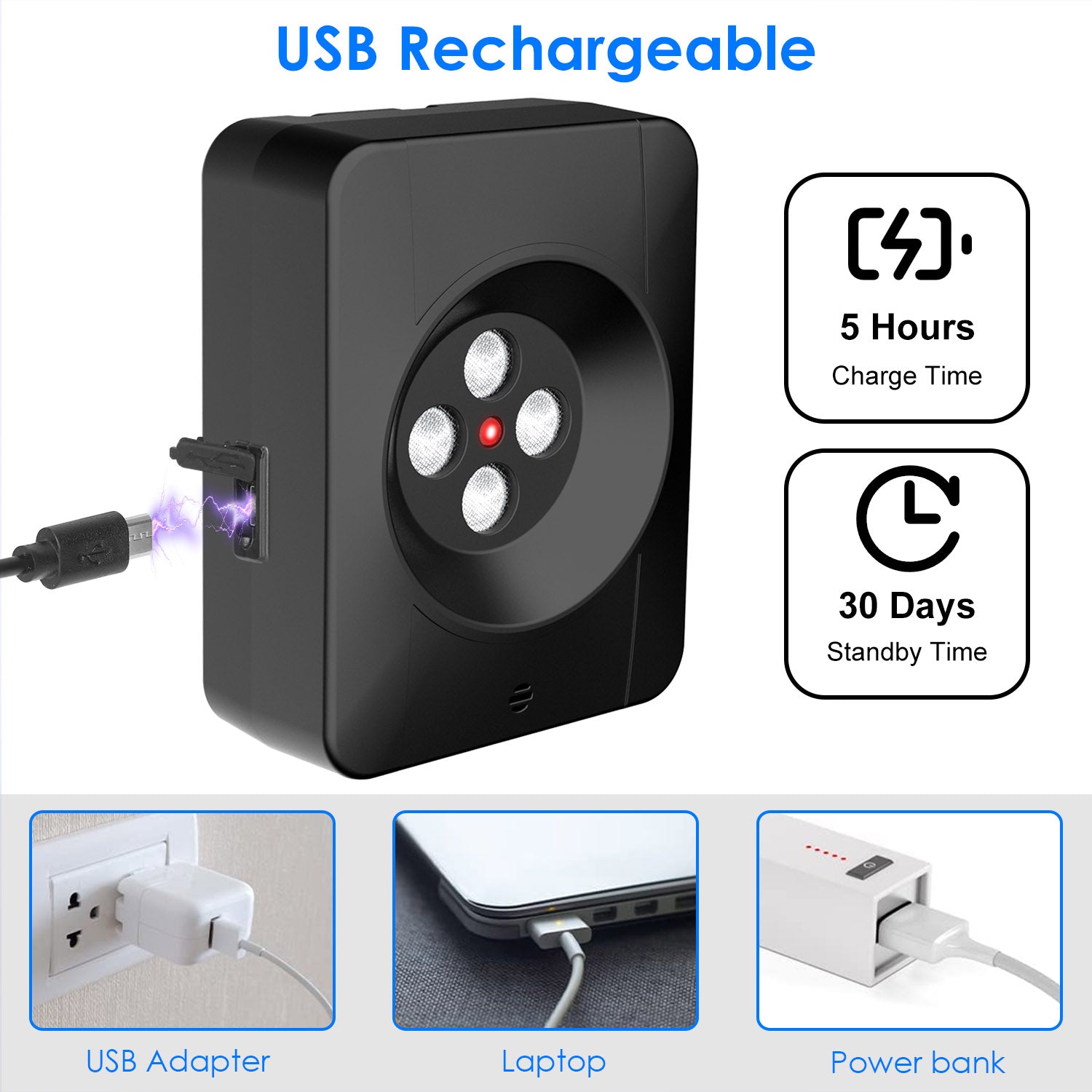 KFX-0189373 Ultrasonic Anti-Barking Device for Dogs with Adjustable Frequencies and IP45 Waterproof Design