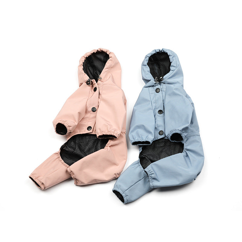 KFX-0190269 Waterproof Hooded Raincoat for Dogs and Cats - Four Seasons Reflective Design, Multiple Sizes Available