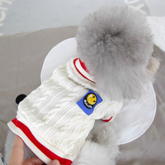 KFX-0191165 Teddy Sweater for Dogs in Yellow and Green - Fashionable Knitted Pullover for All Sizes