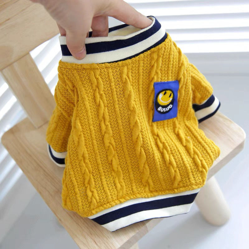 KFX-0191165 Teddy Sweater for Dogs in Yellow and Green - Fashionable Knitted Pullover for All Sizes