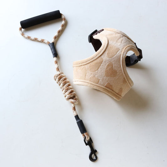 KFX-0192445 Love Flannel Chest Protector Dog Vest with Leash – Warm and Comfortable Pullover Design