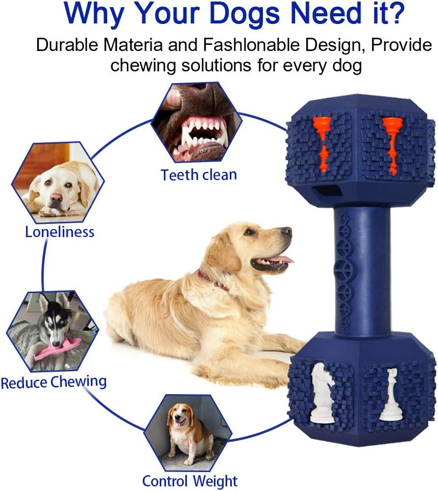 KFX-0193341 Durable Non-Toxic Dog Chew Toy with Treat Hollow Ends - Dental Toy for Medium & Large Aggressive Chewers