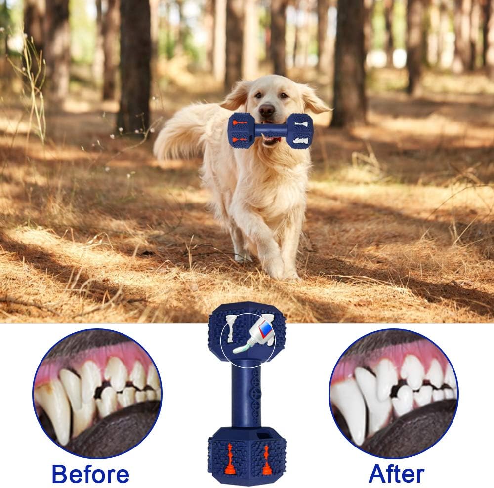 KFX-0193341 Durable Non-Toxic Dog Chew Toy with Treat Hollow Ends - Dental Toy for Medium & Large Aggressive Chewers