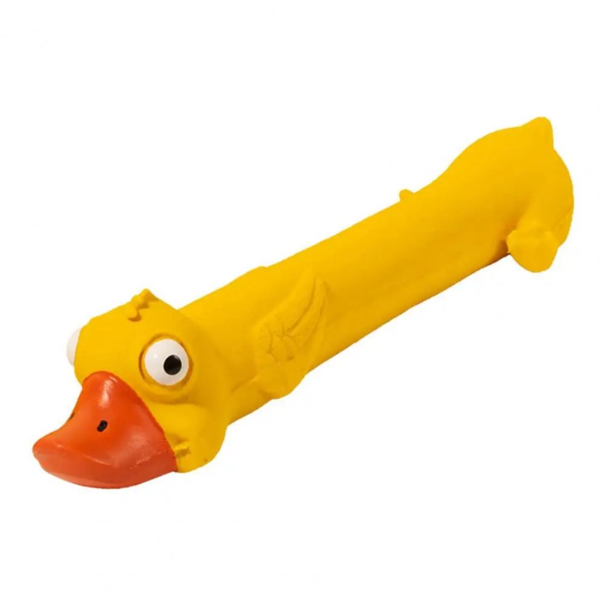 KFX-0193469 Durable Latex Dog Toy for Dental Health - Yellow Duck Design with Squeaker for Teething and Boredom Relief