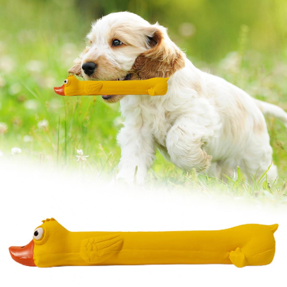 KFX-0193469 Durable Latex Dog Toy for Dental Health - Yellow Duck Design with Squeaker for Teething and Boredom Relief