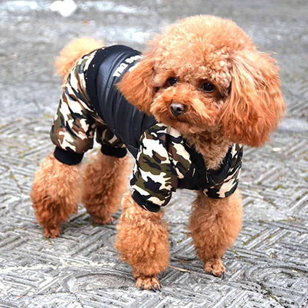 KFX-0196285 Camouflage Cotton Four-Pot Coat for Pets - Warm and Stylish Winter Apparel