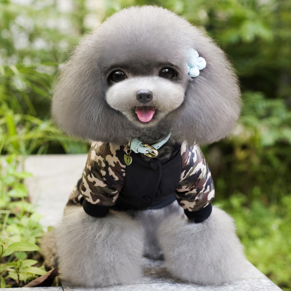 KFX-0196285 Camouflage Cotton Four-Pot Coat for Pets - Warm and Stylish Winter Apparel