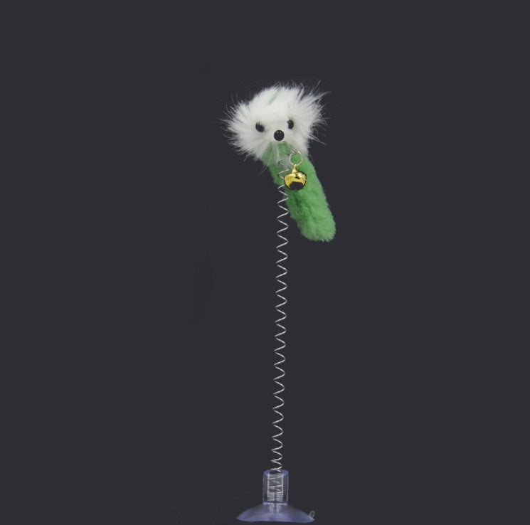 KFX-0196669 Interactive Suction Spring Plush Mouse Toy for Cats - Colorful, Fun, and Safe Design