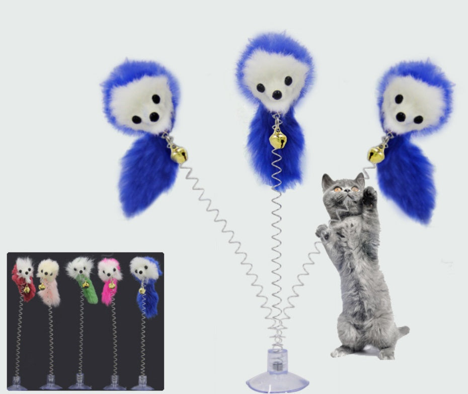 KFX-0196669 Interactive Suction Spring Plush Mouse Toy for Cats - Colorful, Fun, and Safe Design